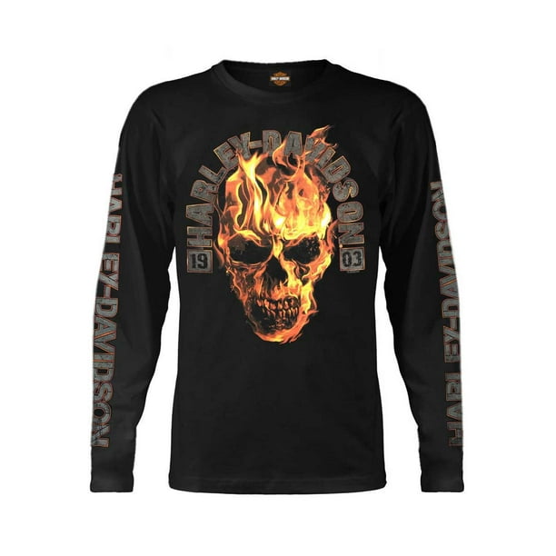 Harley-Davidson Mens Speed Skull Long Sleeve Cotton Crew Shirt Black Harley-Davidson Mens Speed Skull Long Sleeve Cotton Crew Shirt Black